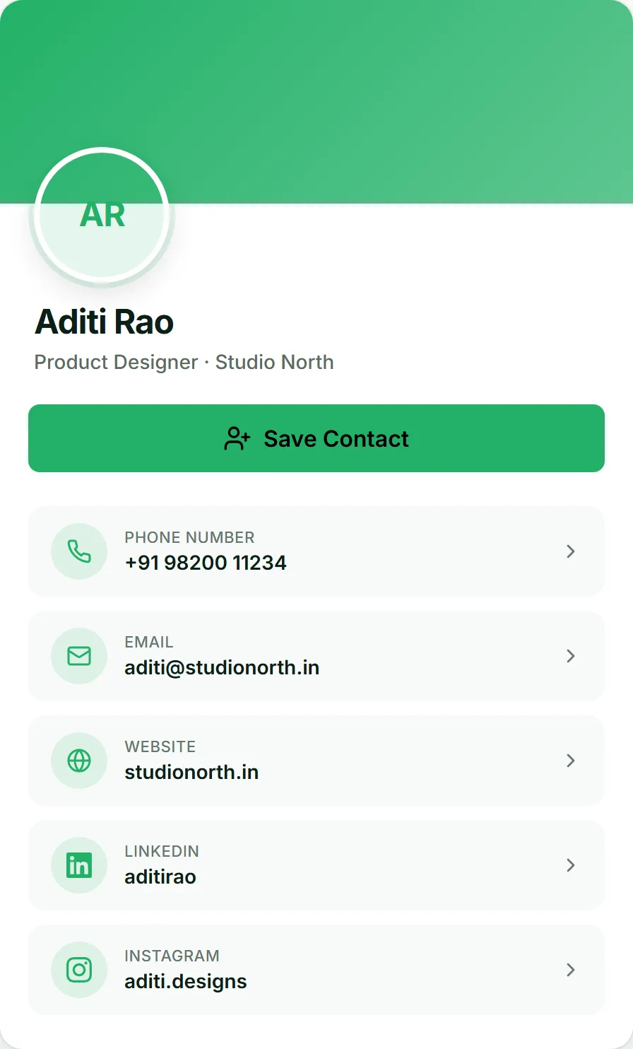 A card using the green theme
